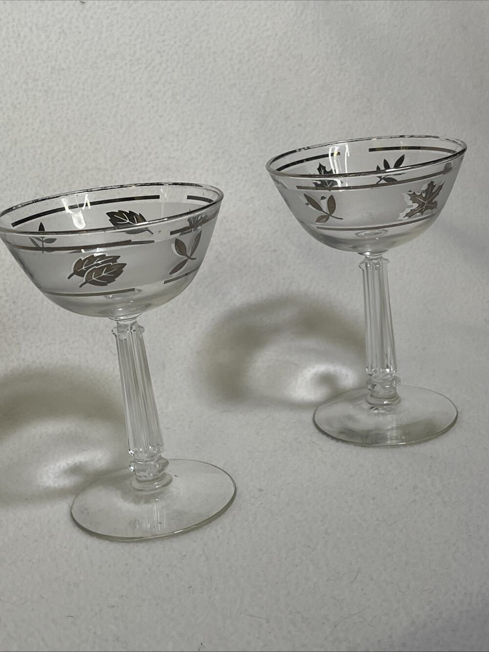 Libbey Silver Leaf Champagne Martini Sherbet Glasses X2 6 oz